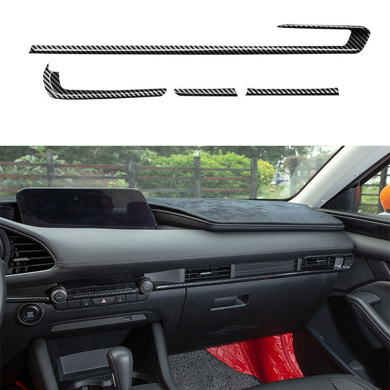 for Mazda 3 Axela 2019-2022 Carbon Fiber Inner Console Dashboard Strip Trims