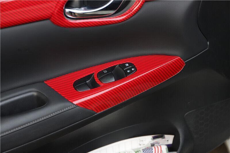 for Nissan Sentra Sylphy 13-19 Red Carbon Fiber Window Lift Panel Switch Trim 4X