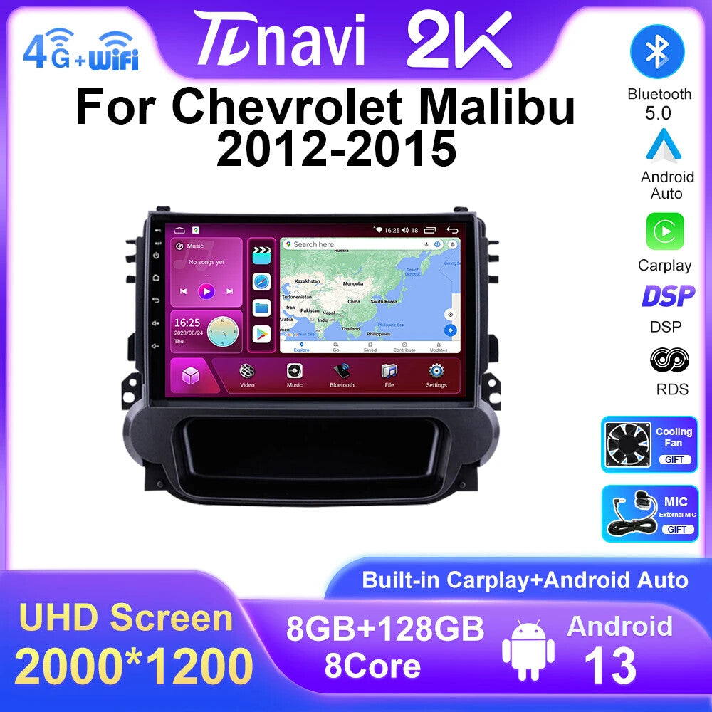 for Chevrolet Malibu 2012-2015 Android CarPlay Car Radio GPS Video Player Screen