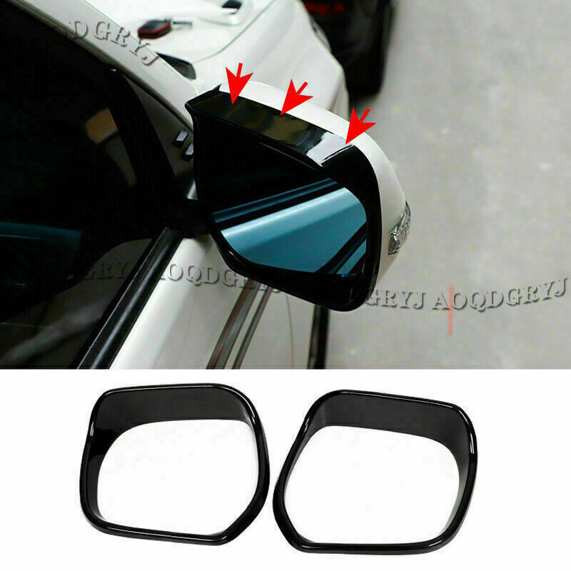 for Land Cruiser 2016-21 Glossy Black Rearview Mirror Frame Rain Guard Sun Visor