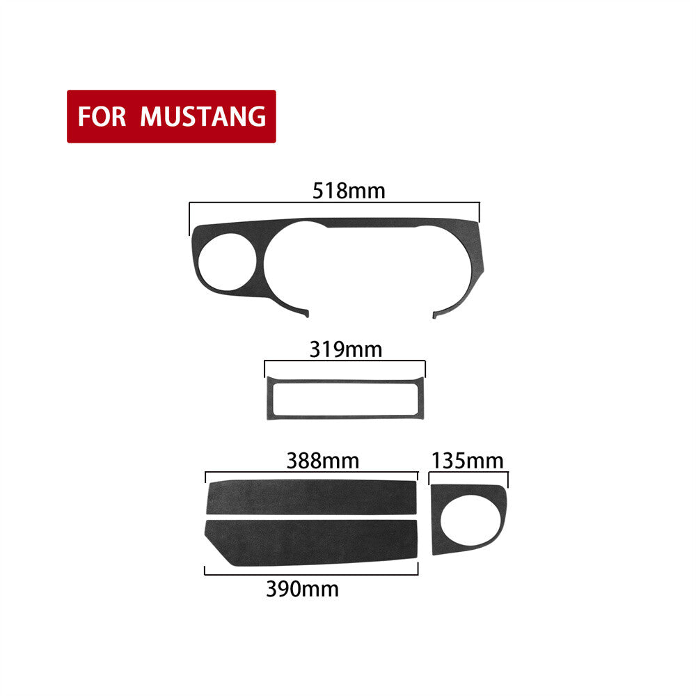 5¡ÁSuede Black Gray Central Control Dashboard Panel Trim for Ford for Mustang 2009-13