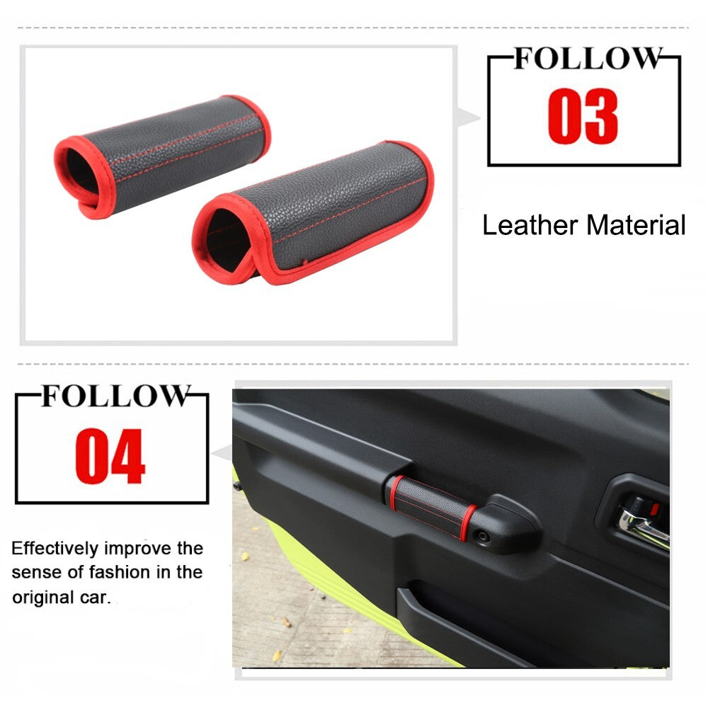 Leather Inner Door Armrest Handle Grab Protector Cover for Suzuki for Jimny 2019-23