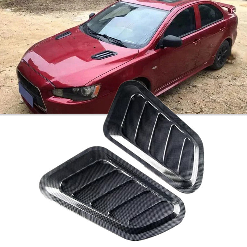 2X Carbon Fiber Car Front Grill Hood Bonnet Grill Air Outlet Vent Cover Sticker