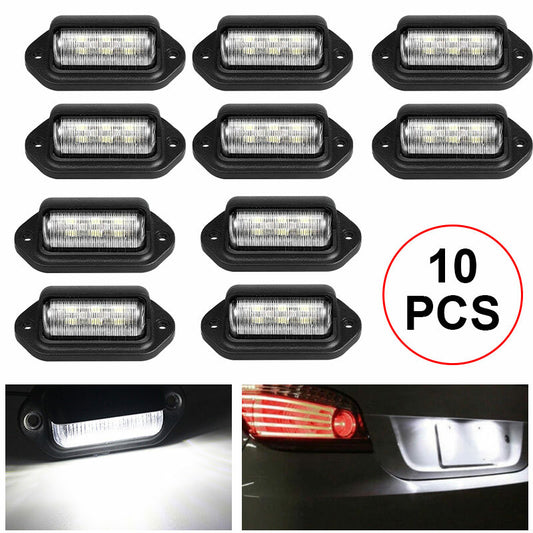 10X 6 LED License Number Plate Tag Light Truck Trailer Interior Step Lamp 12-24V