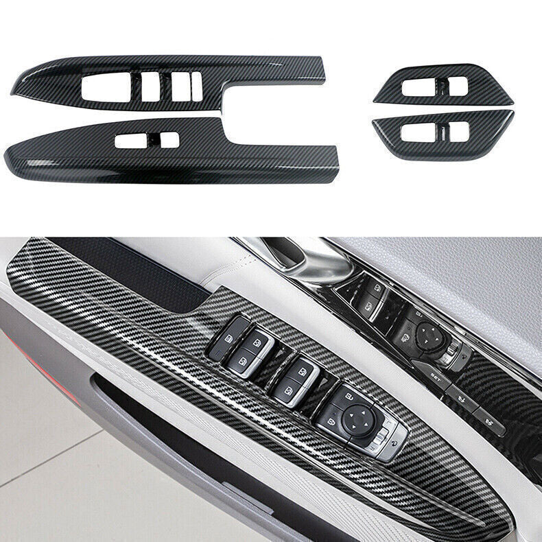 for Kia Carnival 22-24 Carbon Fiber ABS Window Lift Switch Panel Cover Trim 4PCS