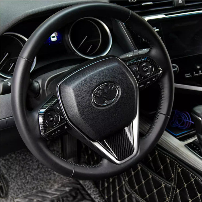 3-piece steering wheel trim with ABS carbon fiber, suitable for Toyota for Camry 2018-2024.
