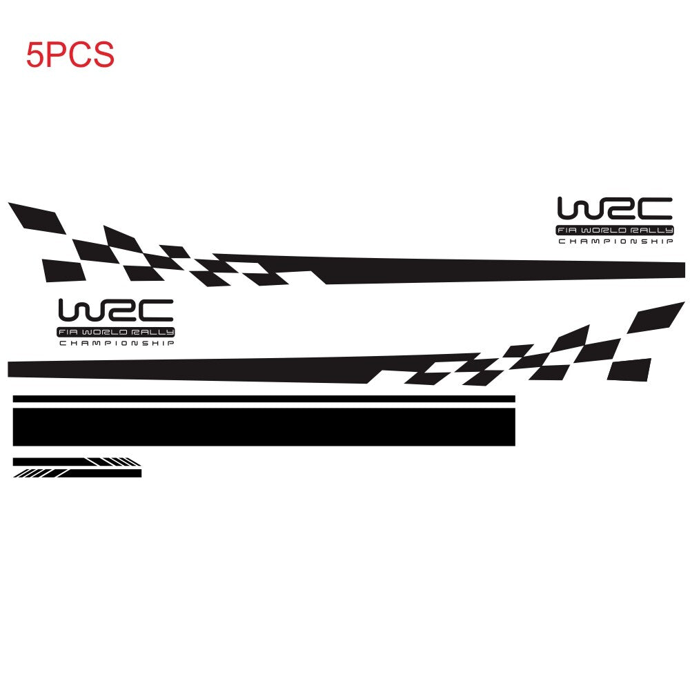 5Pcs Car Side Body Vinyl Decal Sticker Sports Racing Car Hood Long Stripe Decals