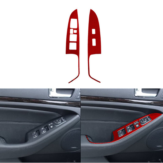 2X Red Carbon Fiber Front Door Window Control Cover Trim for KIA Cadenza 2014-16