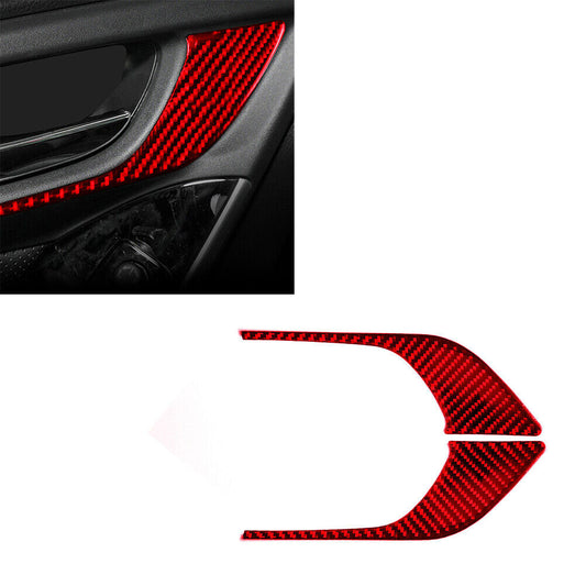 Red Carbon Fiber Door Handle Frame Cover Trim for Subaru Forester 2013-18 Type A
