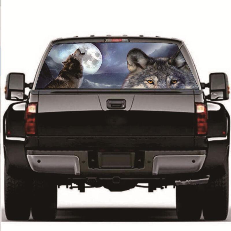 1 Wolf Moon SUV Rear Window Sticker Perforated Window Graphic Sticker 135x36 cm