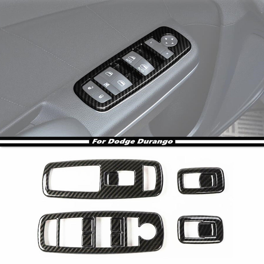 Carbon fiber window lift switch button frame cover decorative 4P for 2011-2024 for Dodge Durango