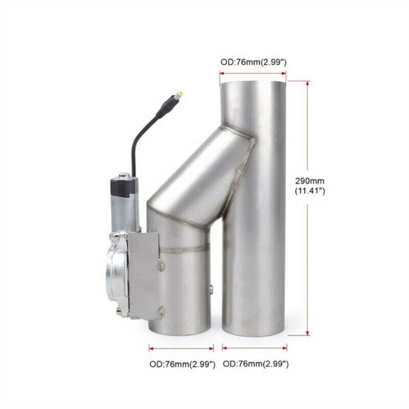 3 Double Electric Exhaust Y Pipe Single Control Valve with Remote Switch 3inch