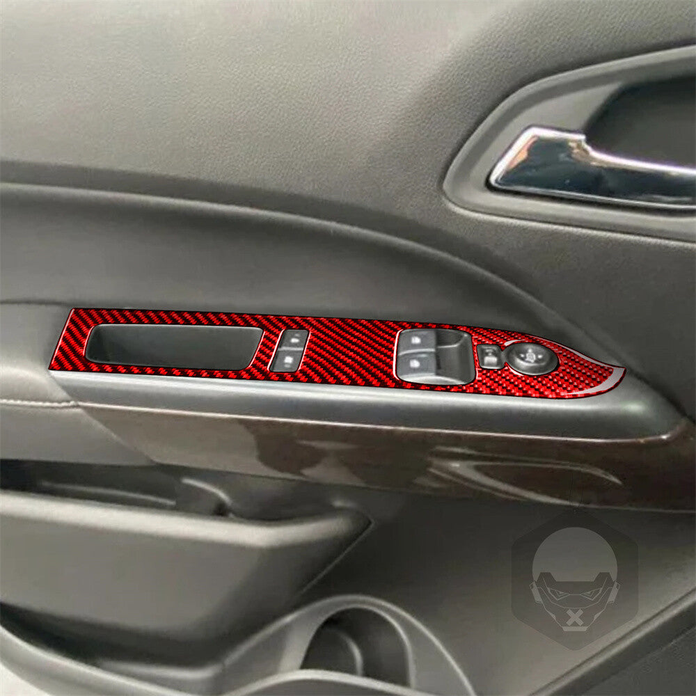 Red Carbon Fiber Window Lift Switch Trim for Chevrolet Colorado for GMC for Canyon 2015+