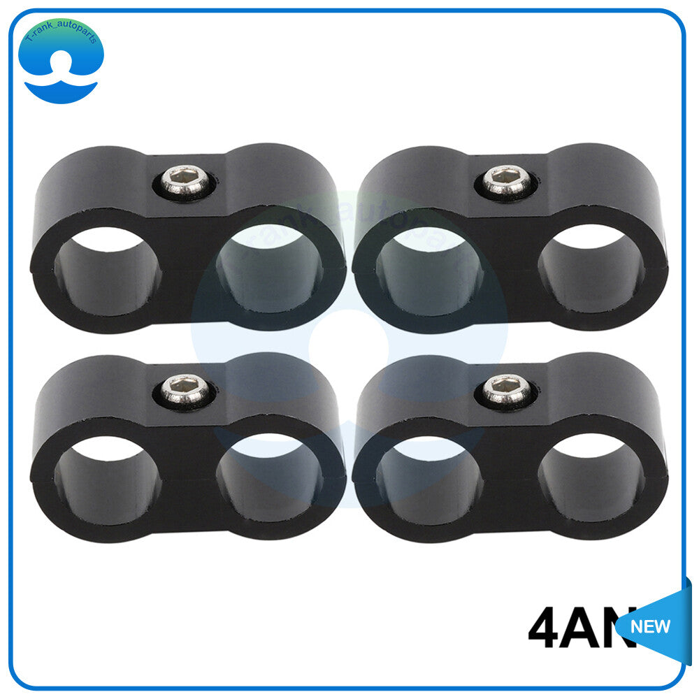 4PCS 4AN Black Braided Hose Separator Clamp Fitting Adapter Bracket