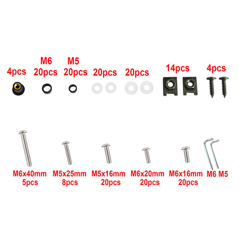 155-piece set of motorcycle body fairing bolts, screws, and nuts, stainless steel thread,