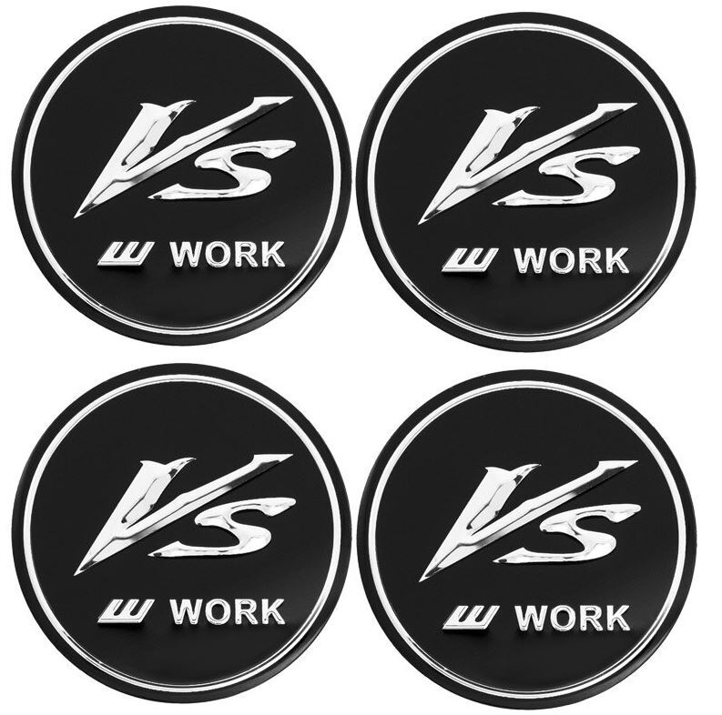 Black 4x45mm VS Work Wheel Center Sticker, Hub Sticker, Rim Sticker, Logo