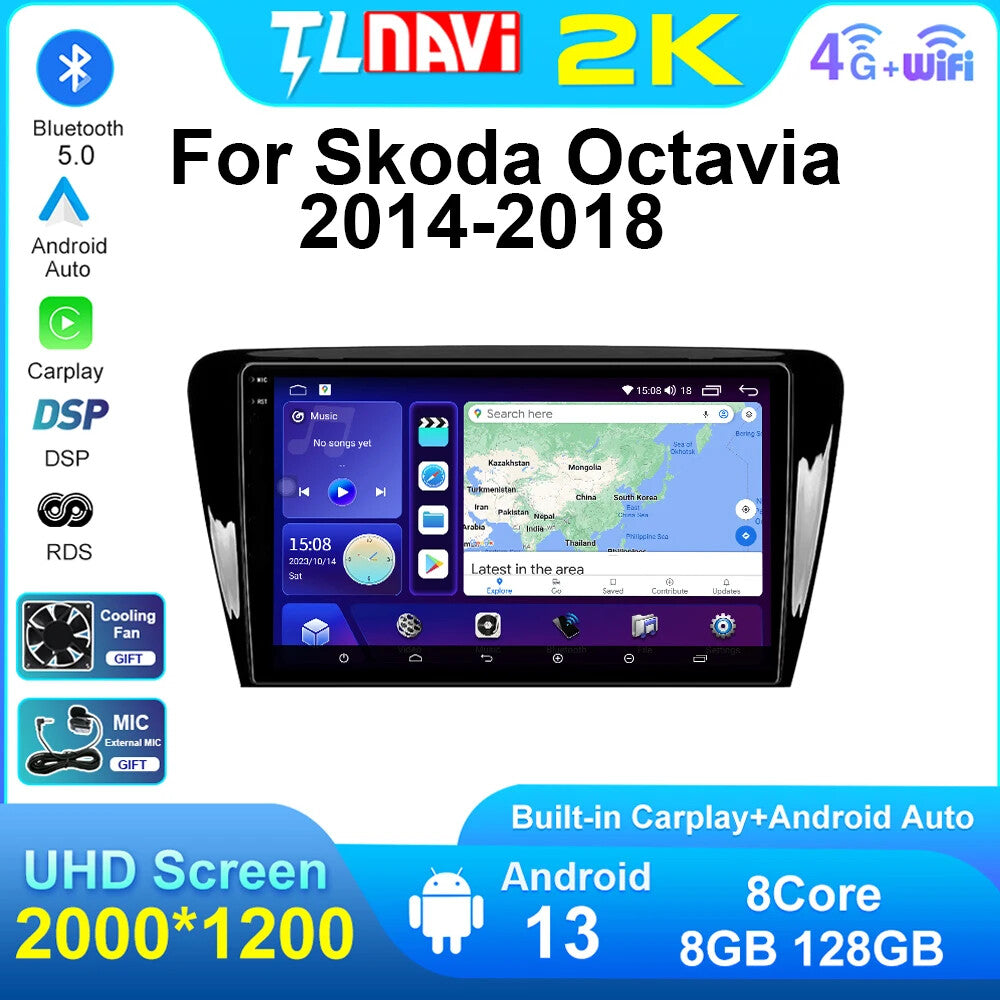Car Radio for Skoda Octavia 2014-2018 Android Auto CarPlay GPS Multimedia Screen