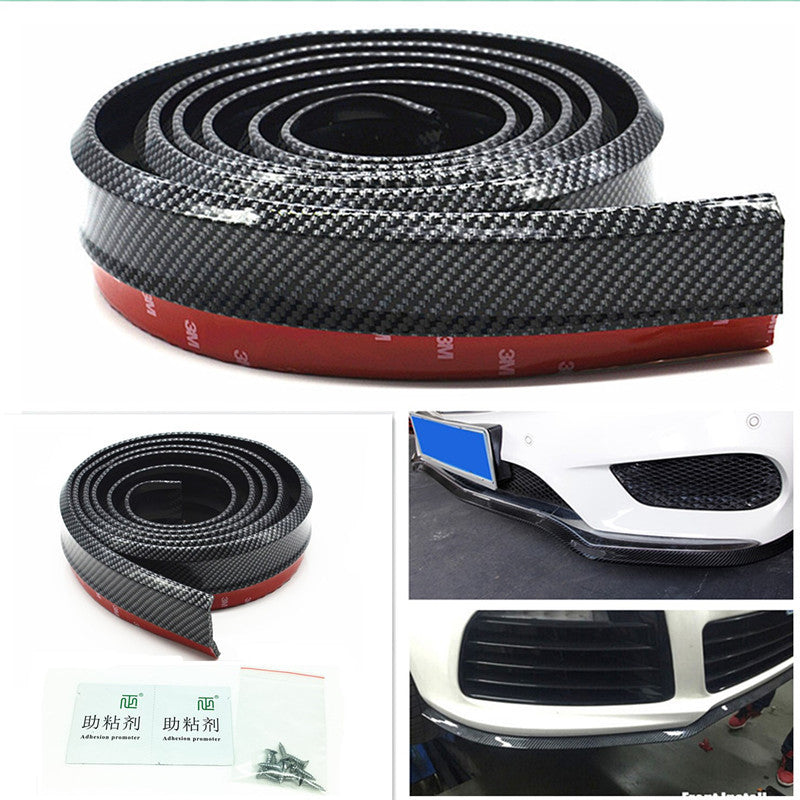 Car Carbon Fiber Front Bumper Lip Splitter Chin Spoiler Skirt Rubber Protector