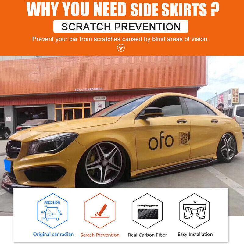 Carbon fiber side skirt panel lips for Mercedes-Benz W117, C117, CLA45, W176, A45 2013+