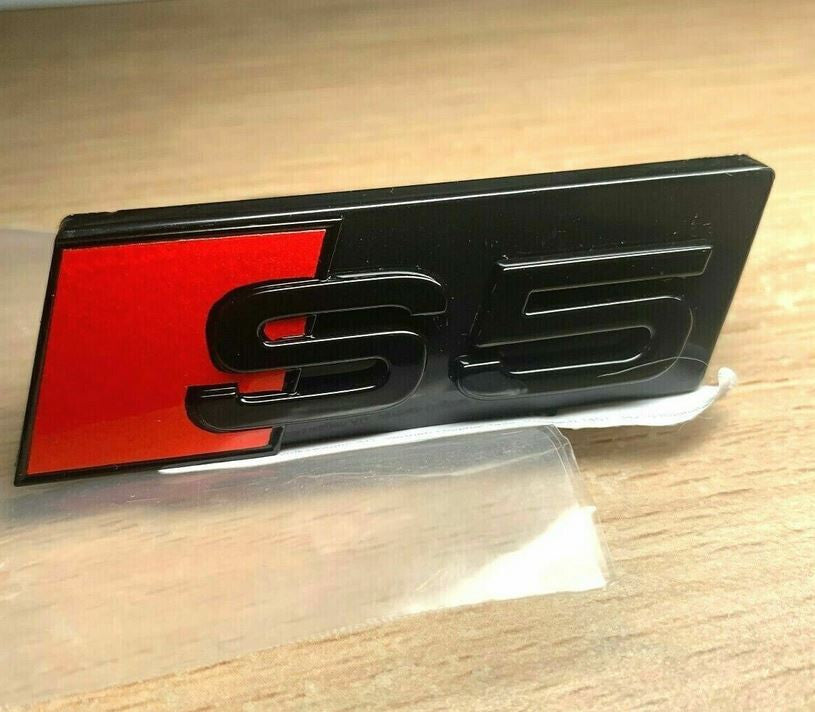 Suitable for Audi S5 for A5 rear grille mesh badges, front and rear trunk badge decals, gloss black