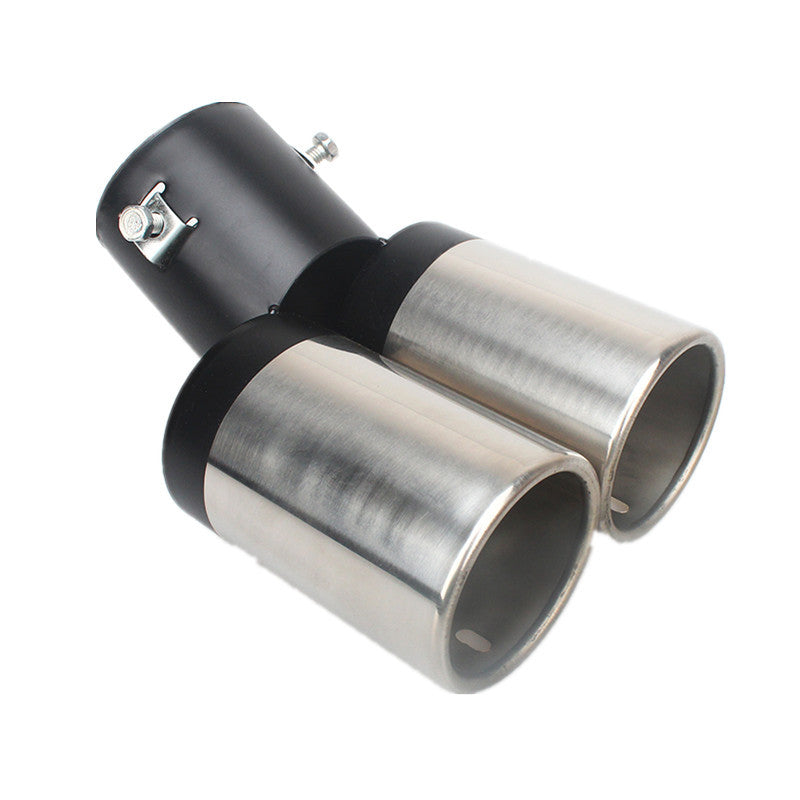 Dual Pipe Trim Decorative Tip Car Round Exhaust Muffler Stainless Steel Tail
