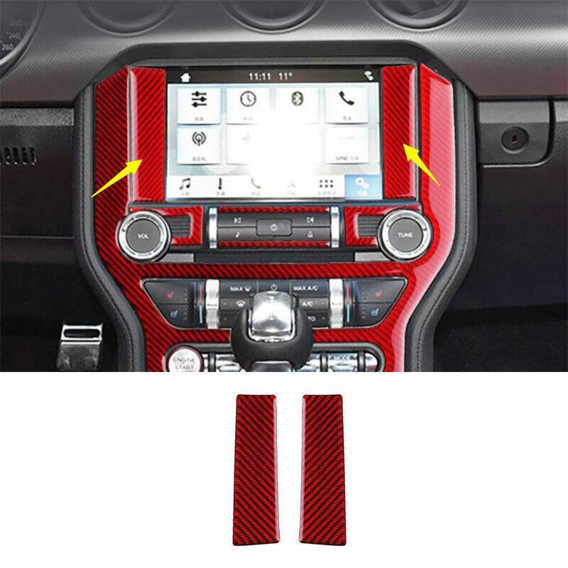 for Ford for Mustang for Shelby 2015-2022 Red Carbon Fiber Console Navigation Side Cover