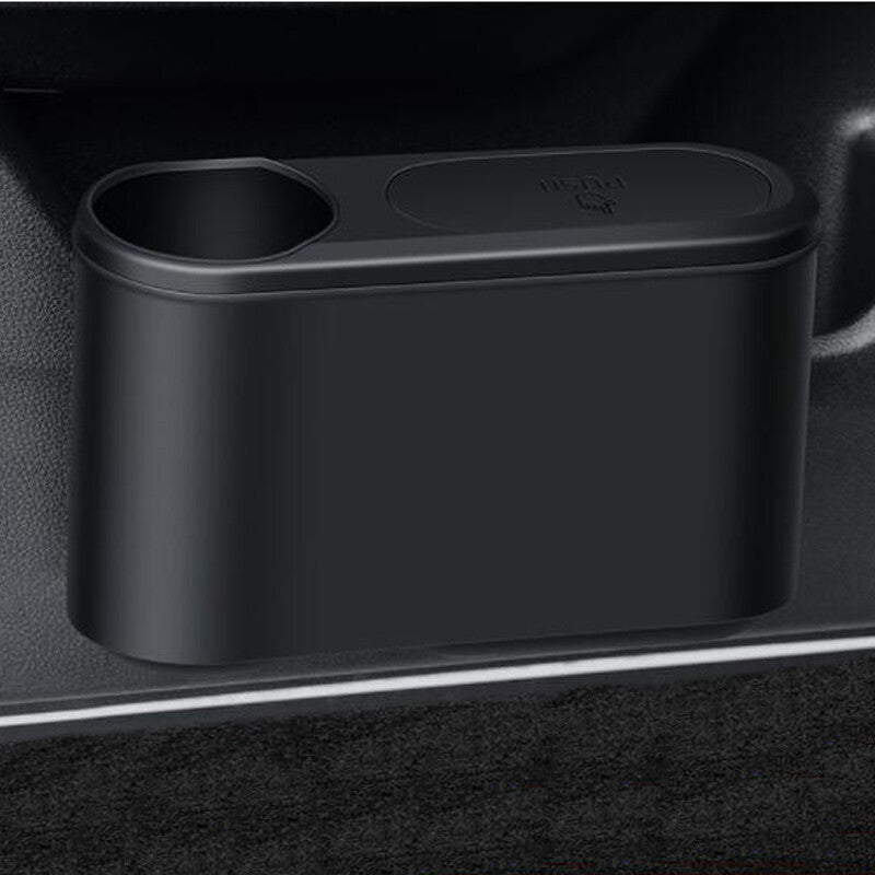 Car trash can, trash storage, dustproof container with cup holder, 1 piece