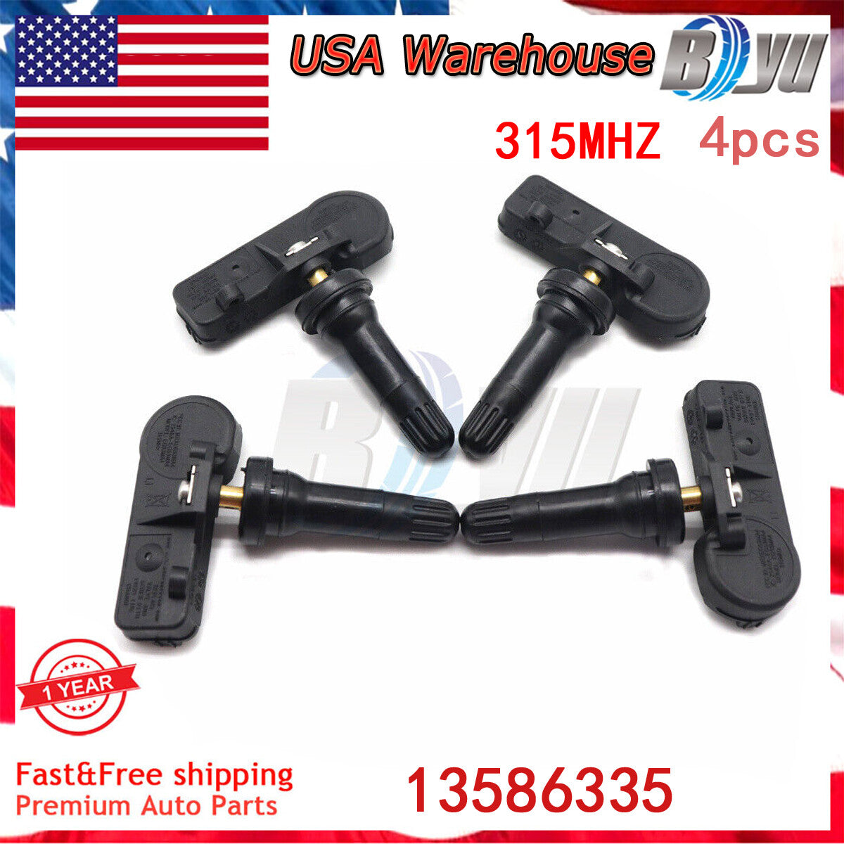 Set of 4 Programmed Tire Pressure Monitoring Sensor TPMS for GMC for Chevy for Cadillac