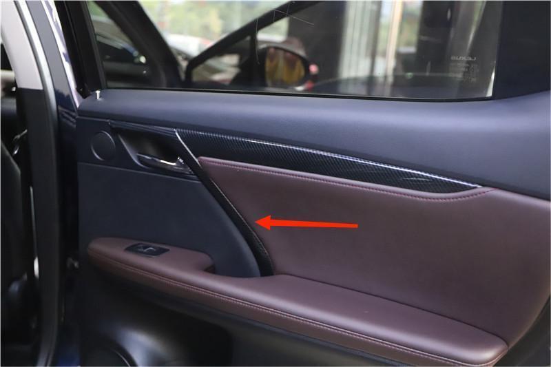Inner Door Panel Cover Trim Decoration Fit for Lexus RX 16-20 Black Carbon Fiber