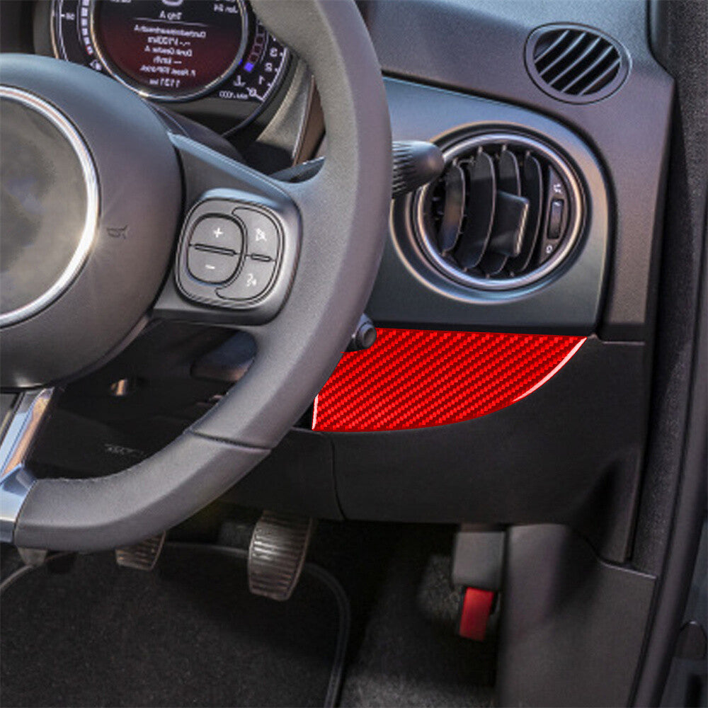 RHD Driver Side Air Vent Lower Panel Cover for Fiat 500 2012-15 Red Carbon Fiber