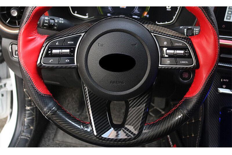 for Kia Forte K3 GT 2019-2023 Carbon Fiber Steering Wheel Strip Cover Trim 2pcs