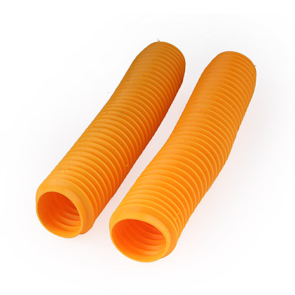 2x 360MM Orange Fork Dust Covers Gaiters Boots Shock Fit Motorcycle Dirt Bike