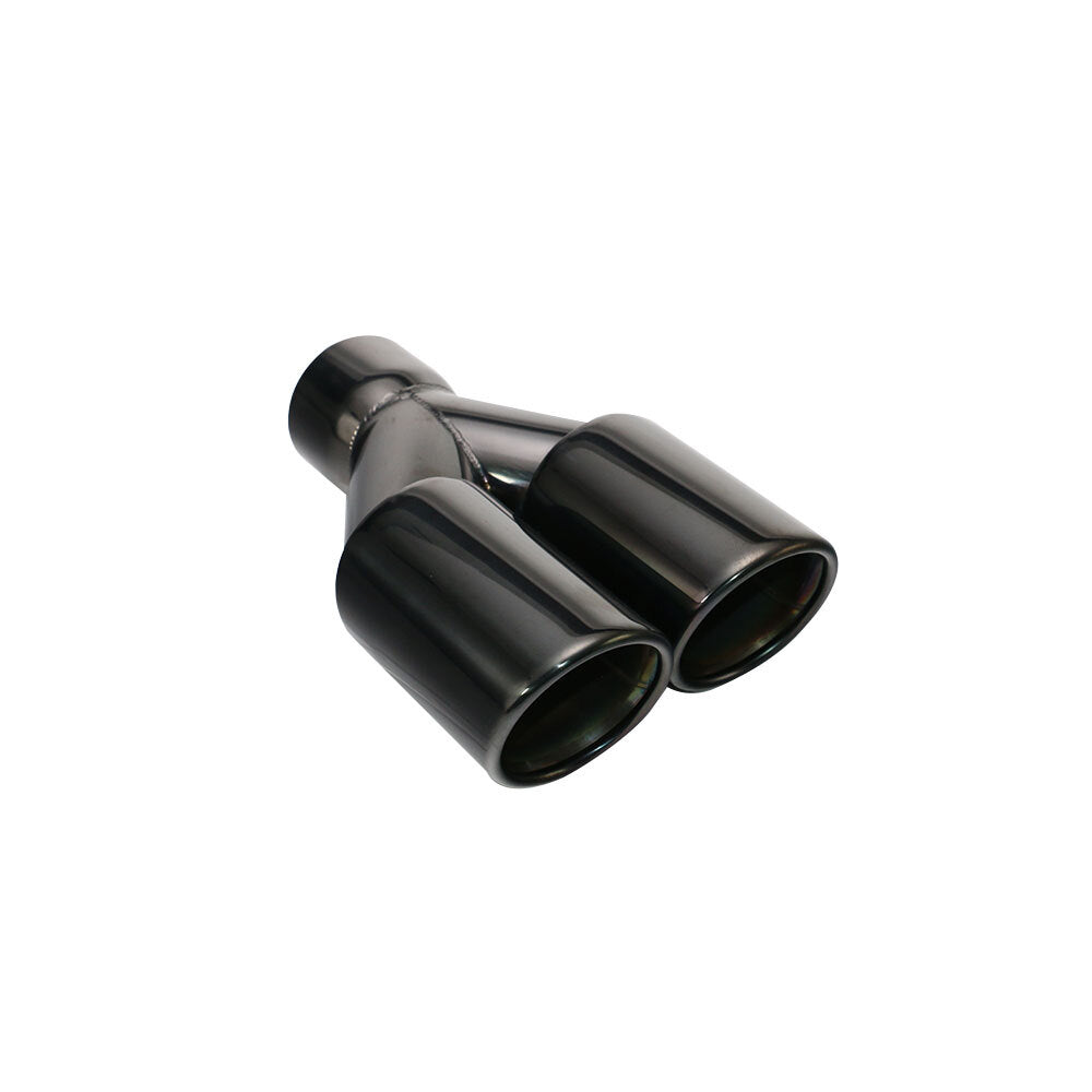 Pair 2.5'' ID 3'' OD Black Welding Dual Exhaust Pipe Tip Dual Tips Rolled Black