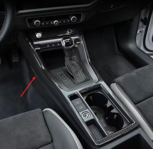 for Audi Q3 RS 2019-23 Carbon Fiber ABS Center Console Gear ShiftCup Cover Trim