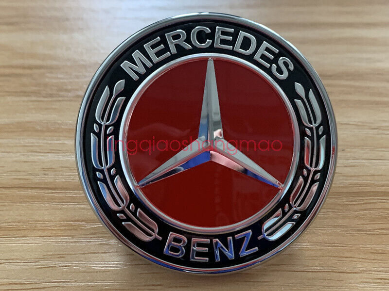 Front hood badge, red flat laurel wreath badge, suitable for Mercedes W213 E300 E400