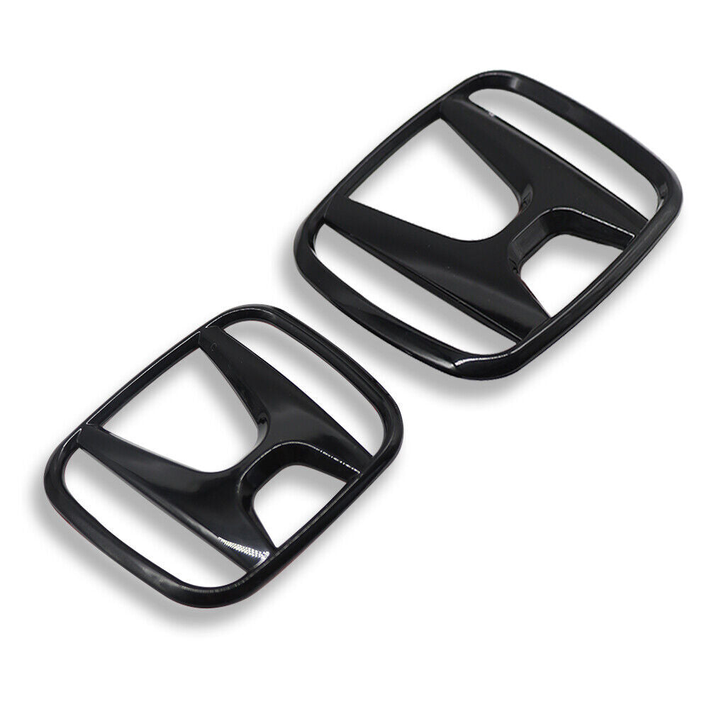 1Pair H+FE Glossy Black Front Rear Emblem Badge for HONDA for CIVIC FE 2021-2023