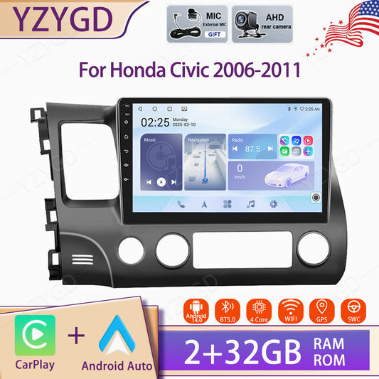 for Honda for Civic 2006-2011 Android Auto CarPlay Car Radio Stereo Wifi GPS Screen