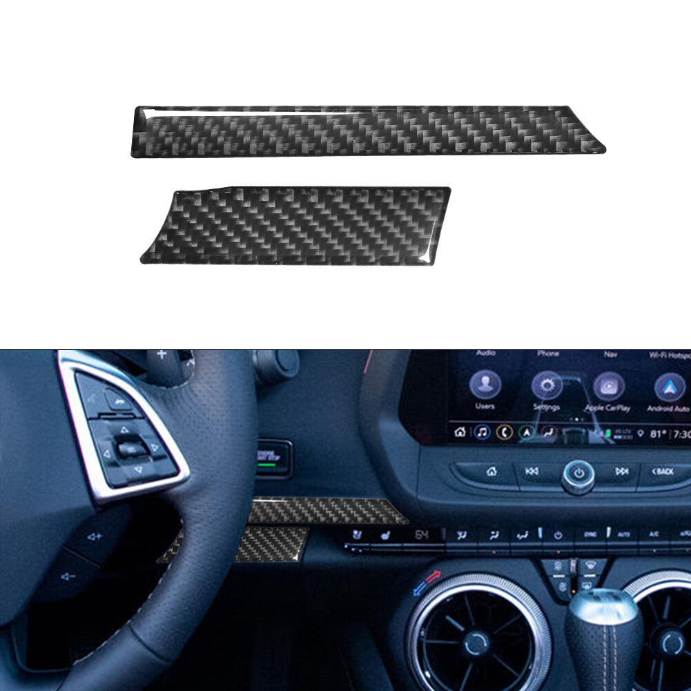 2Pcs Steering Wheel Right Panel Trim Carbon Fiber for Chevrolet Camaro 2016-2018