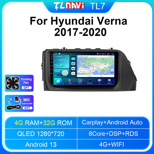 Auto Car Radio CarPlay Screen for Hyundai Verna 2017-2020 Multimedia Player GPS
