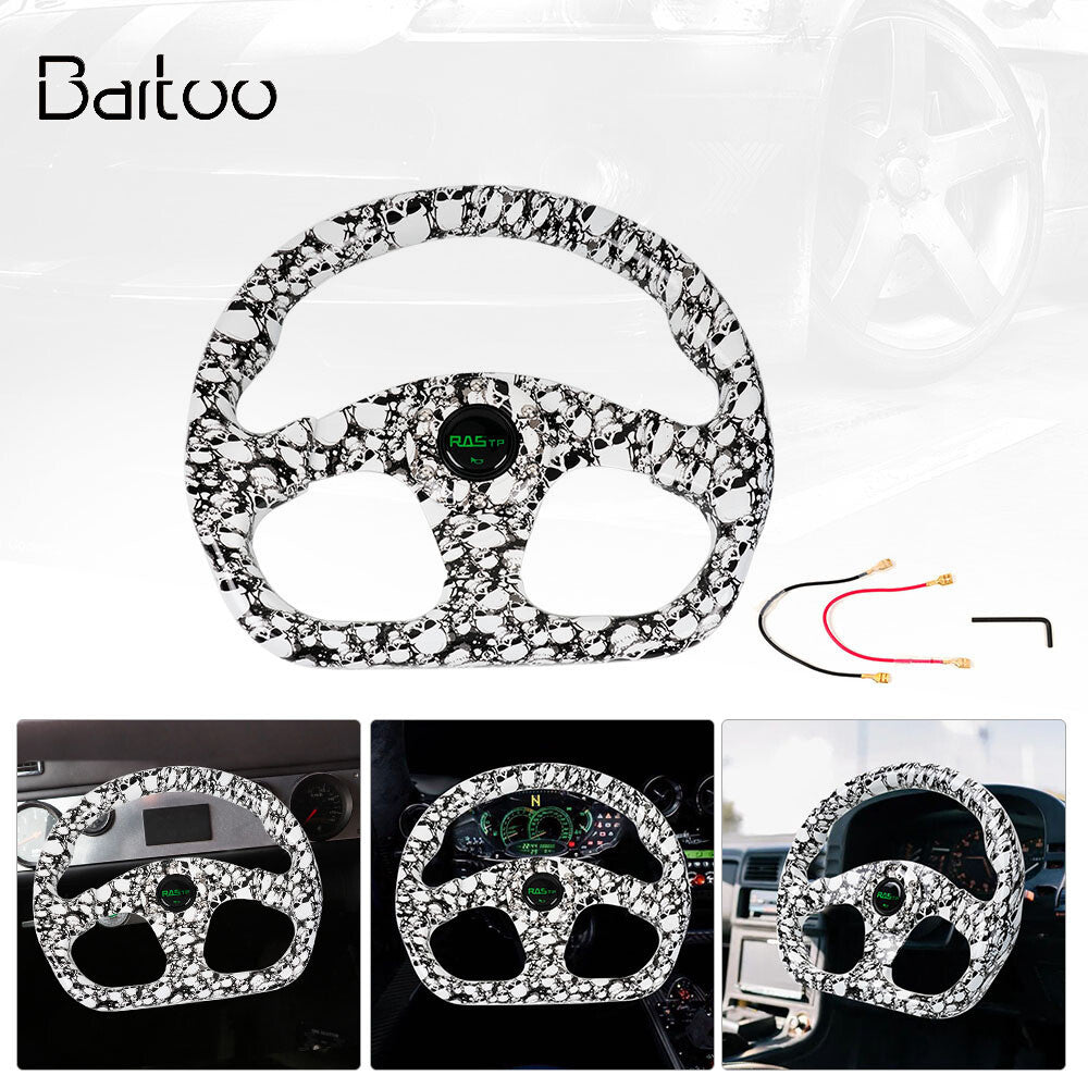 14¡± Universal D Shape Flat Drift Racing Steering Wheel with 6 Holes Horn Button