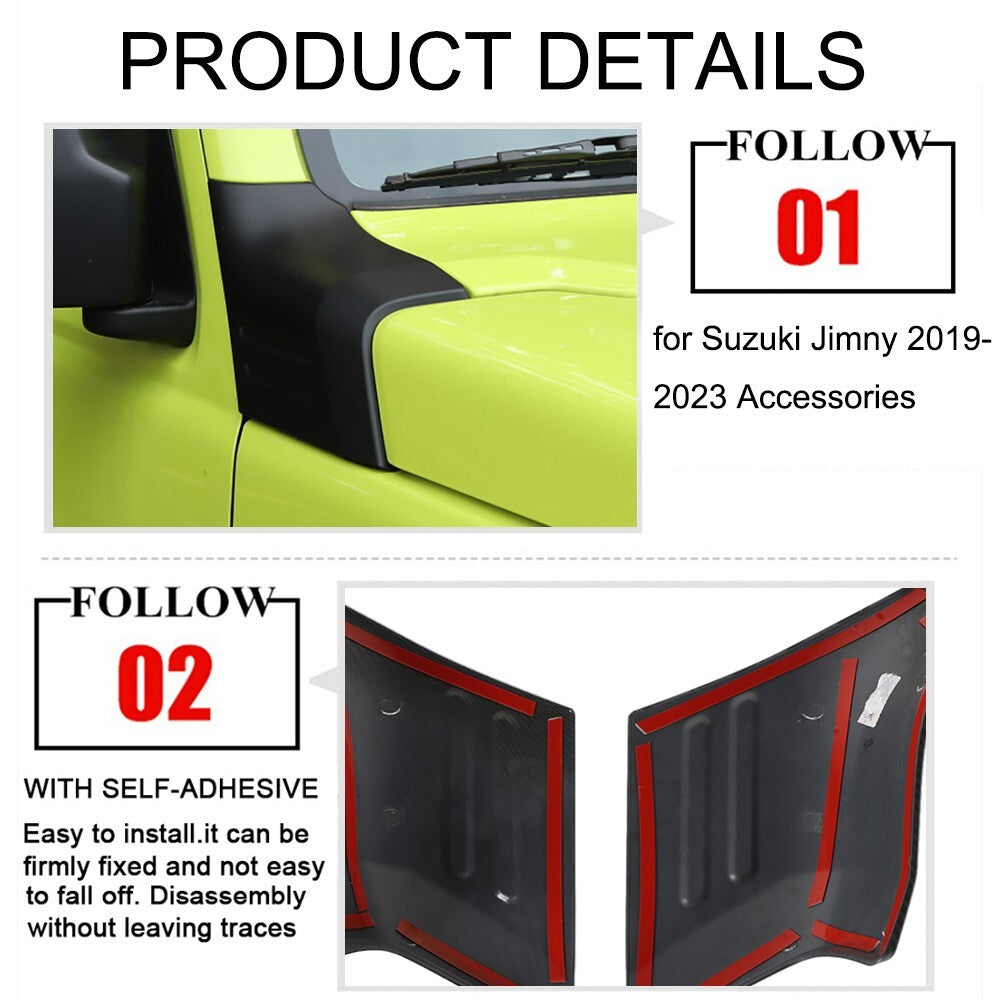 Matte Black Engine Hood Angle Wrap Protector Cover Trim for Suzuki for Jimny 2019-23