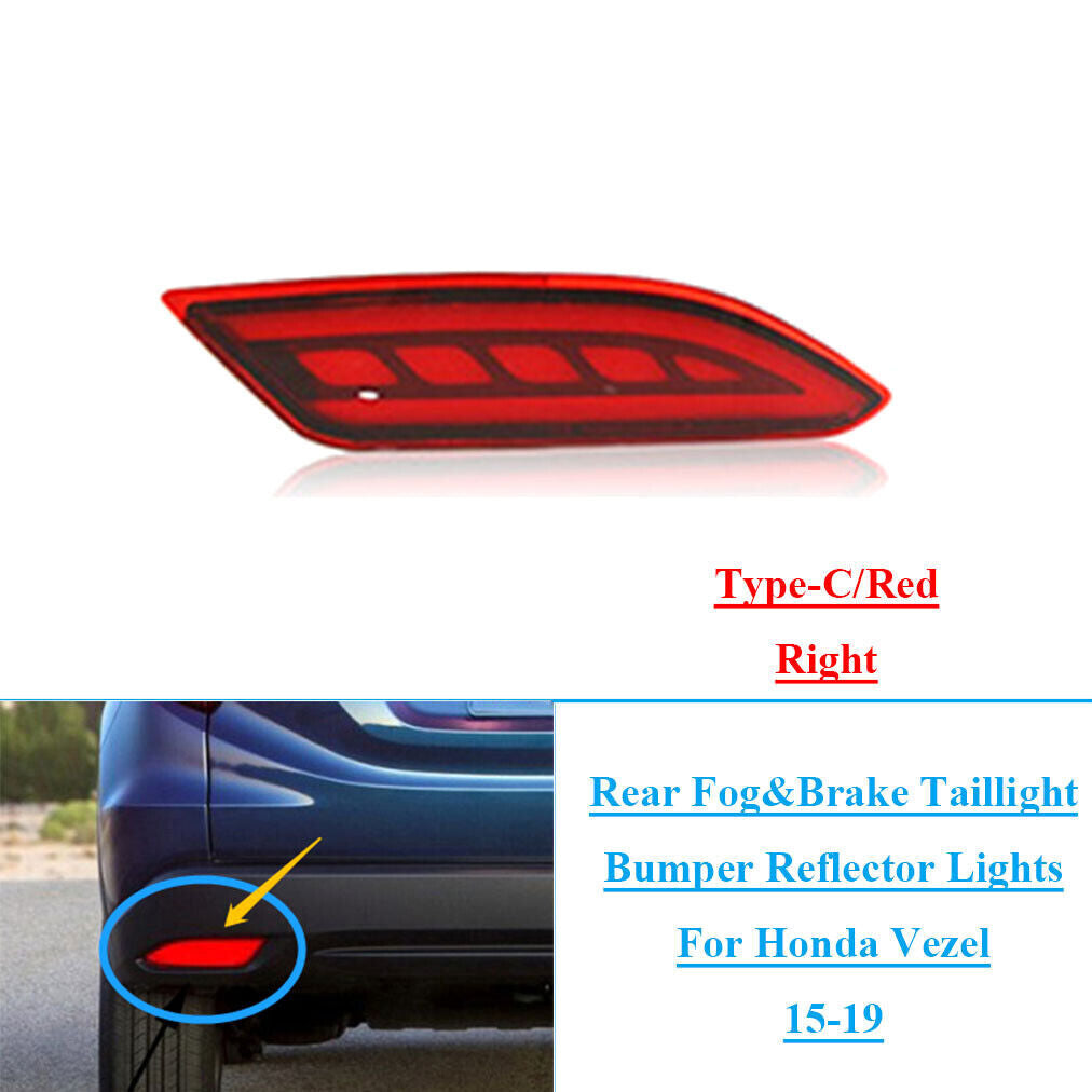 Rear FogBrake Taillight Bumper Reflector Lights for Honda Vezel 2015-19 Right C