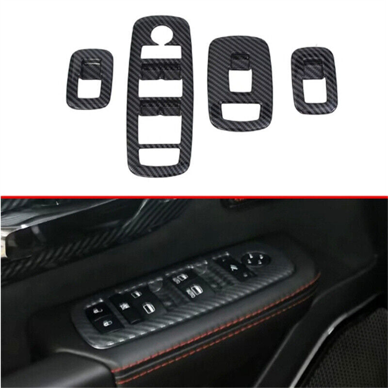 Matte Carbon Fiber Window Lift Switch Cover Trim for Dodge for Ram TRX 2022 2023