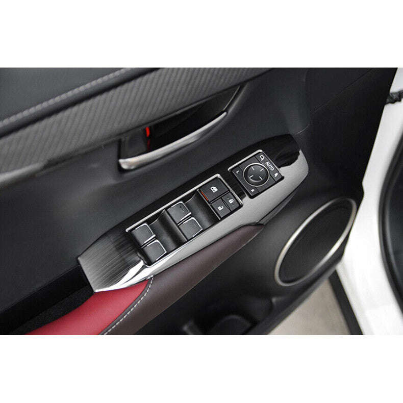 for Lexus NX200t 300h 2015-2021 Black Steel Window Lift Switch Button Panel Trim
