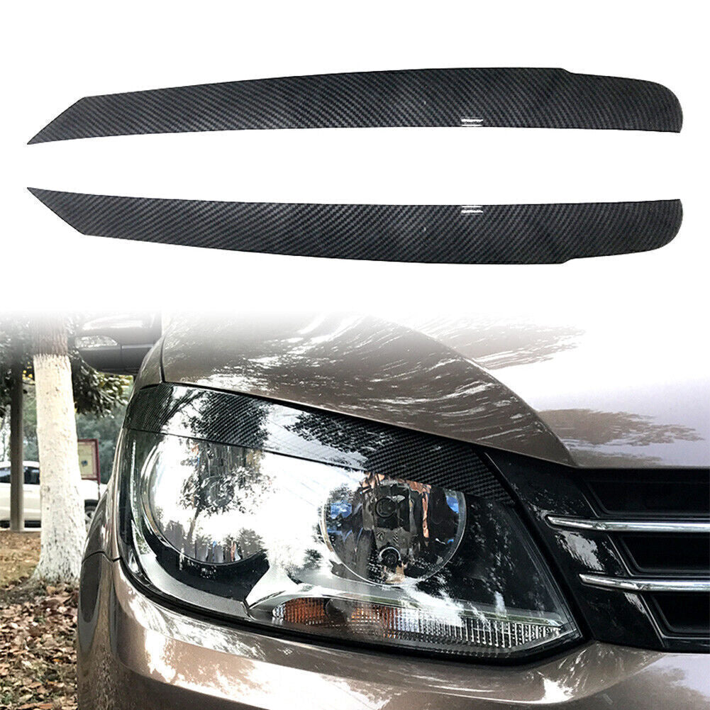 Front Headlight Eyelid Trim Cover for 2011 - 2015 for Volkswagen Touran Carbon Fiber