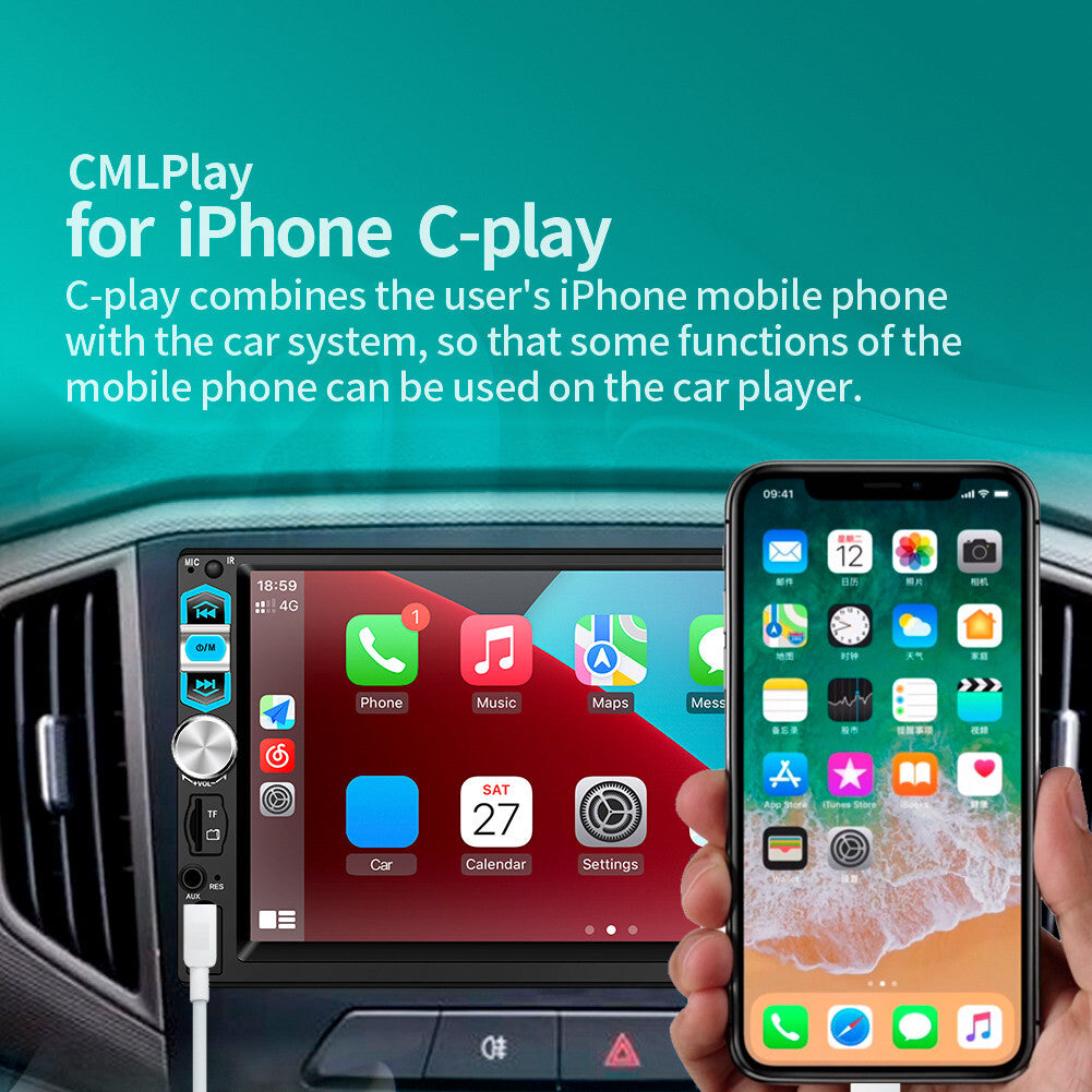 7in 1DIN Car Radio Stereo MP5 Player For Apple Carplay Android Auto BT/AUX/FM