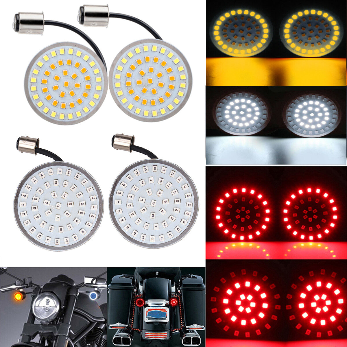 4-pack of 1157 LED turn signal running lights suitable for Harley Dyna Softail Touring