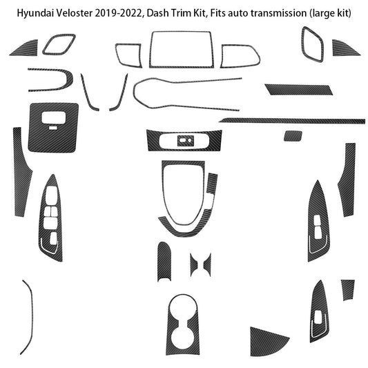 Carbon Fiber Interior Full Sets Trim Cover Kit for Hyundai for Veloster JS 2019-2022
