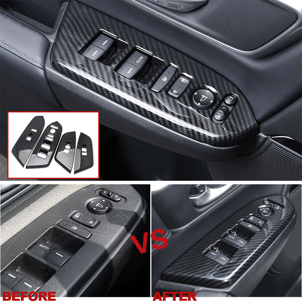 4pcs For 17-21 for Honda CRV Accessories Carbon Fiber Door Armrest Panel Trim Covers