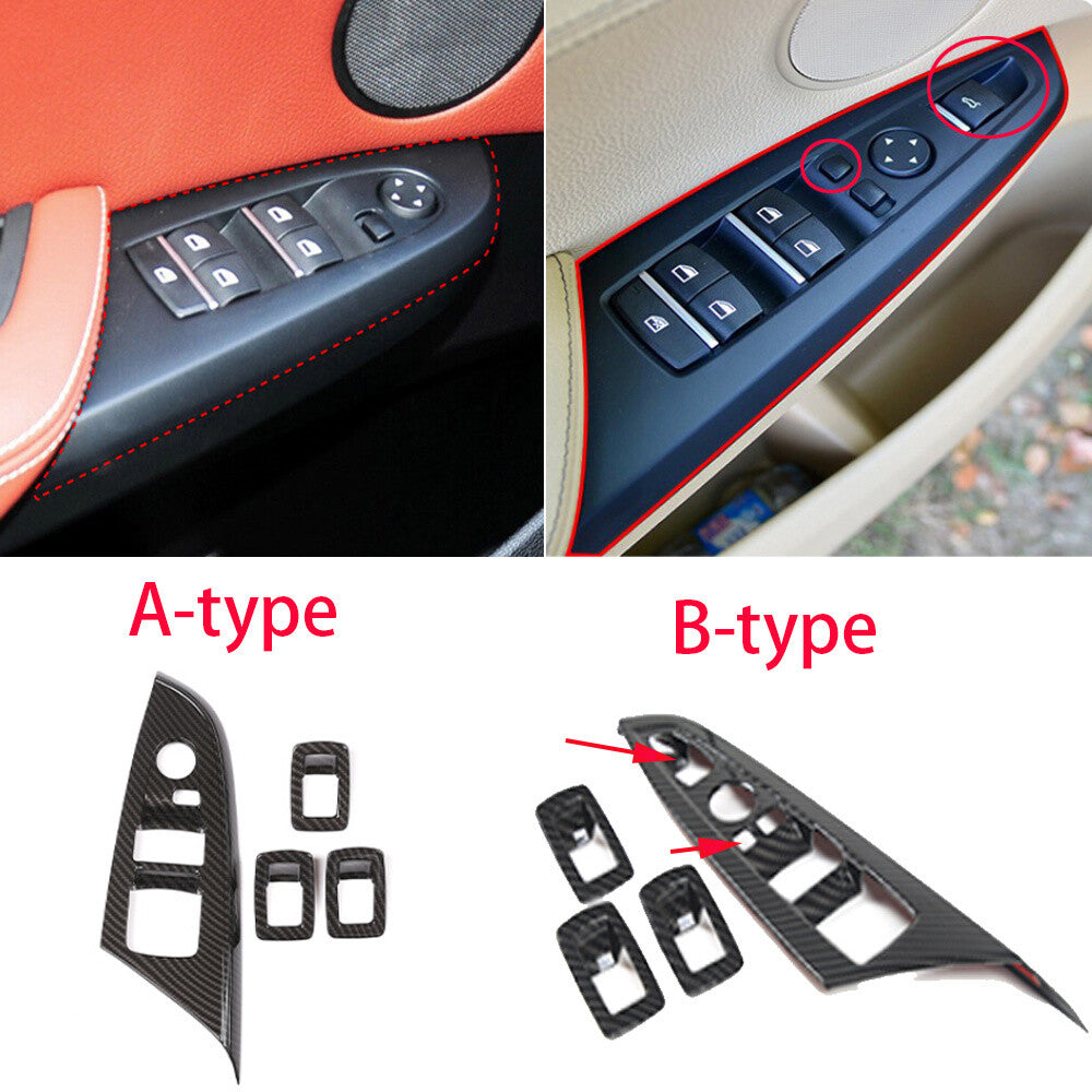 Carbon Fiber ABS Window Lift Switch Button Cover for BMW X3 F25 X4 F26 2014-2017